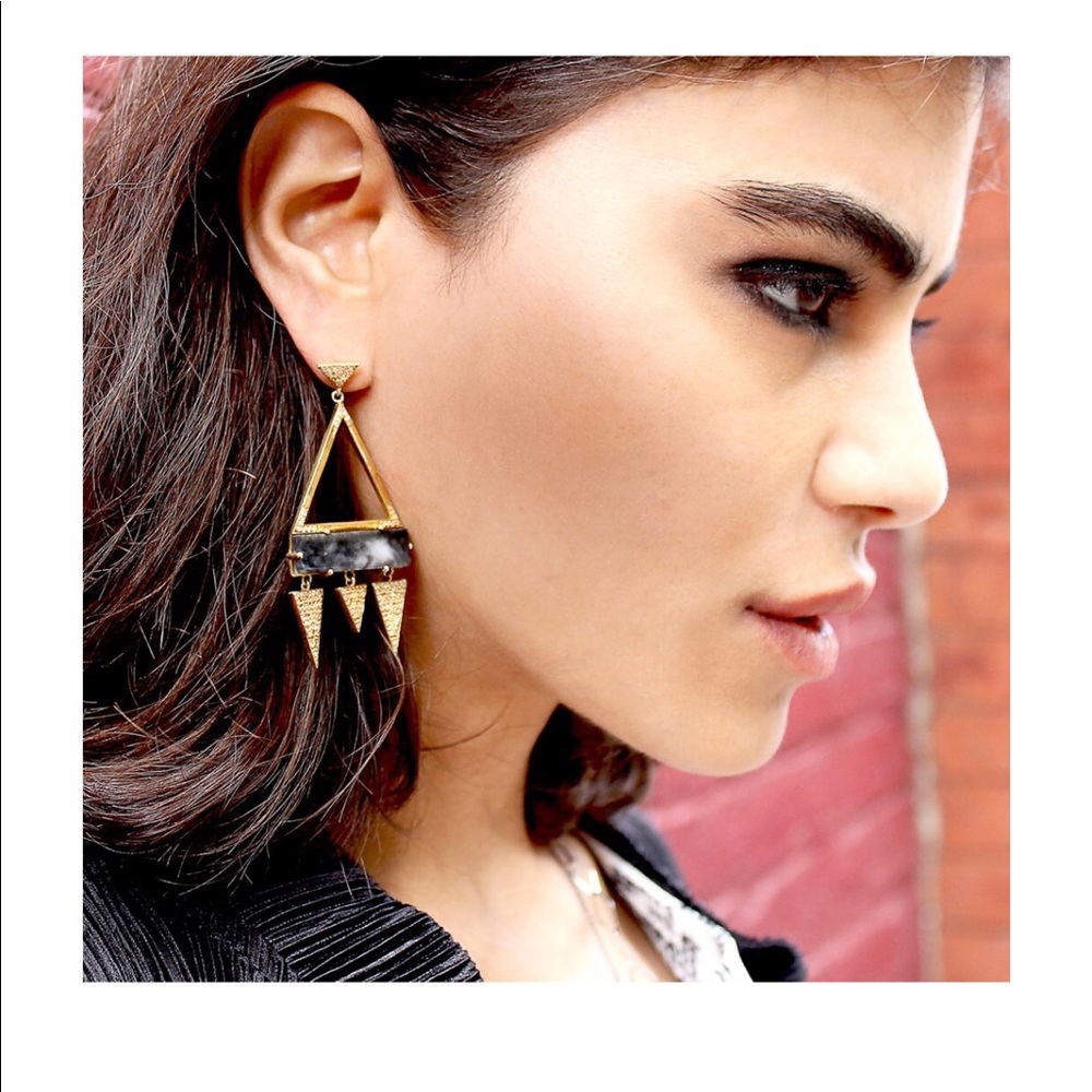 Adornia zebra jasper and diamond earrings